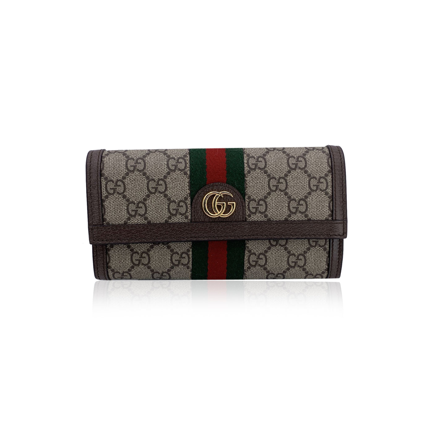 Gucci Monogram Supreme Canvas Ophidia Long Flap Wallet Coin Purse