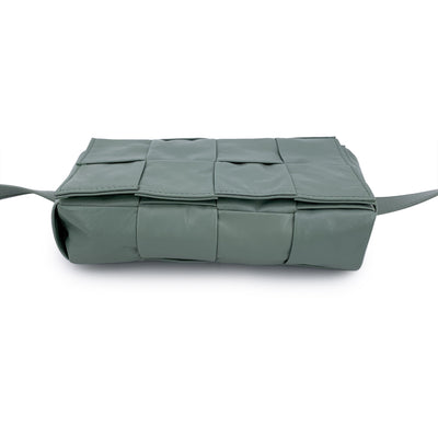 Bottega Veneta Sage Green Leather Intreccio Cassette Waist Bag