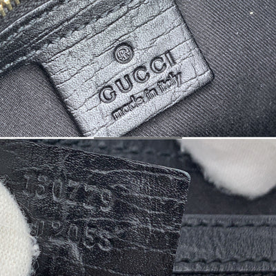 Gucci Black Monogram Canvas Leather Web Hobo Shoulder Bag