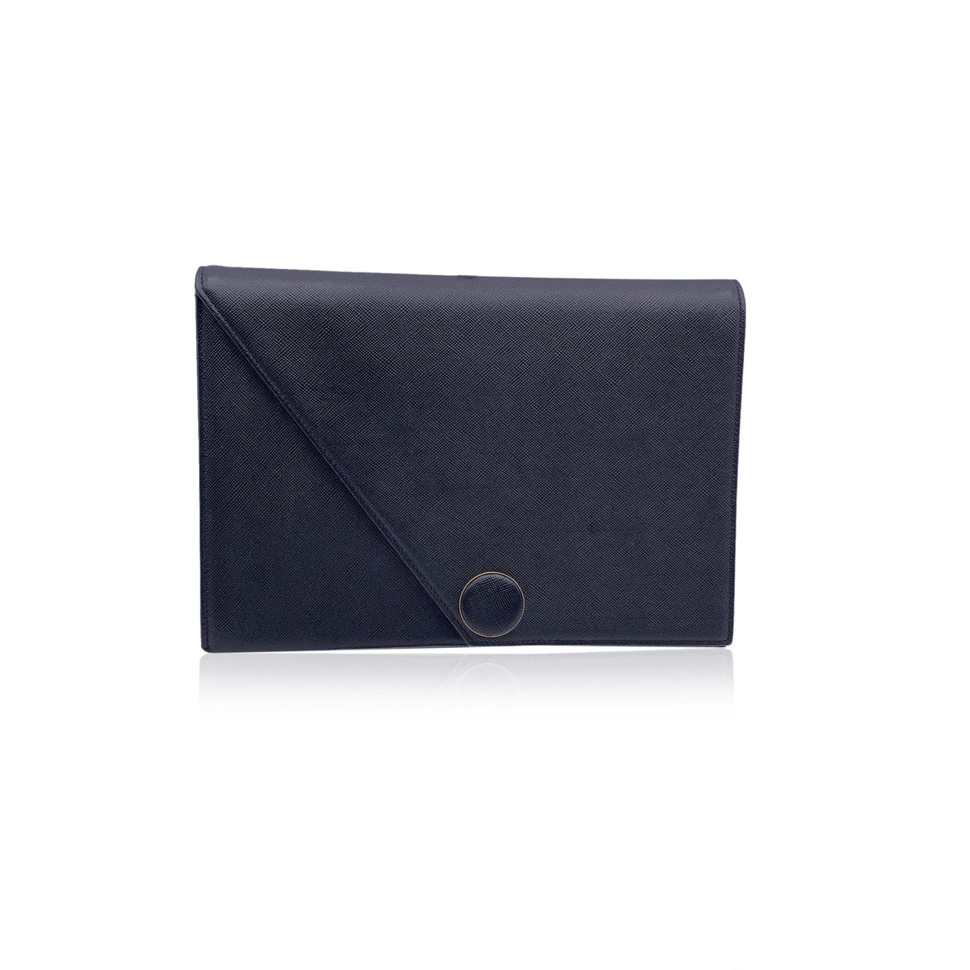 Yves Saint Laurent Vintage Black Leather Asymmetric Clutch Bag