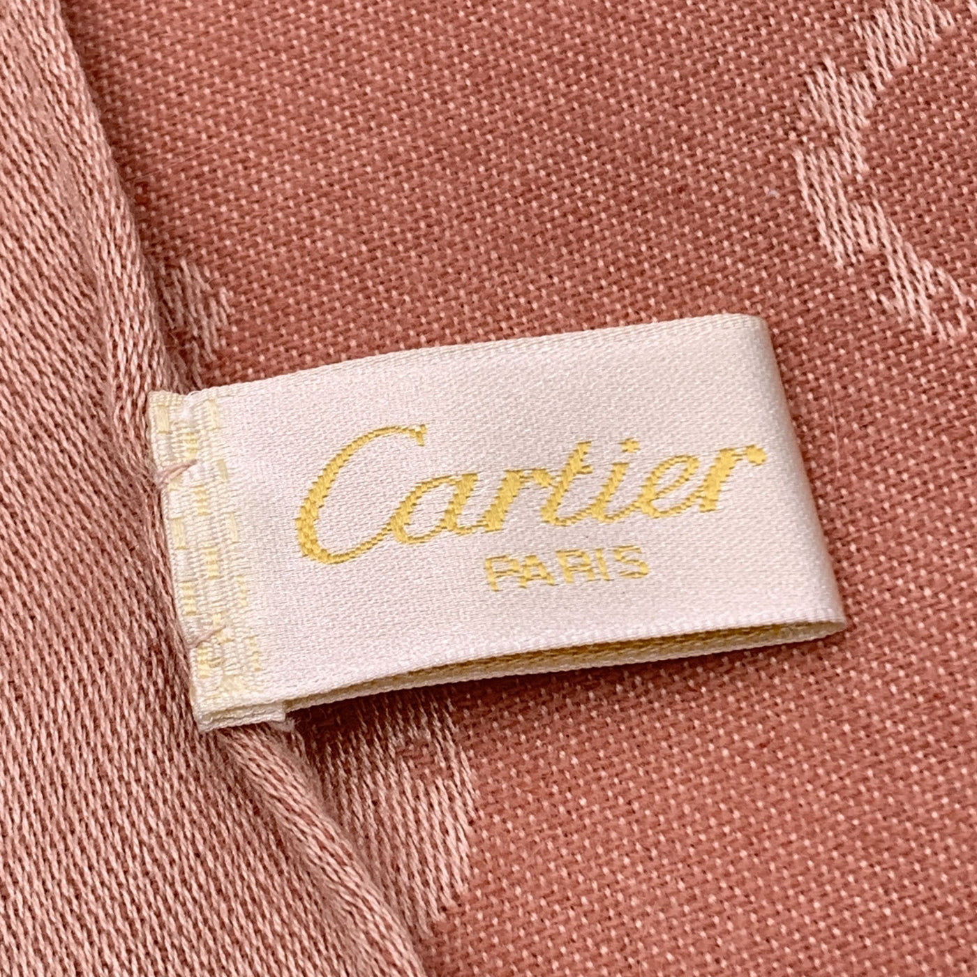 Cartier Paris Vintage Baby Pink Panthere Jacquard Stole Shawl Scarf