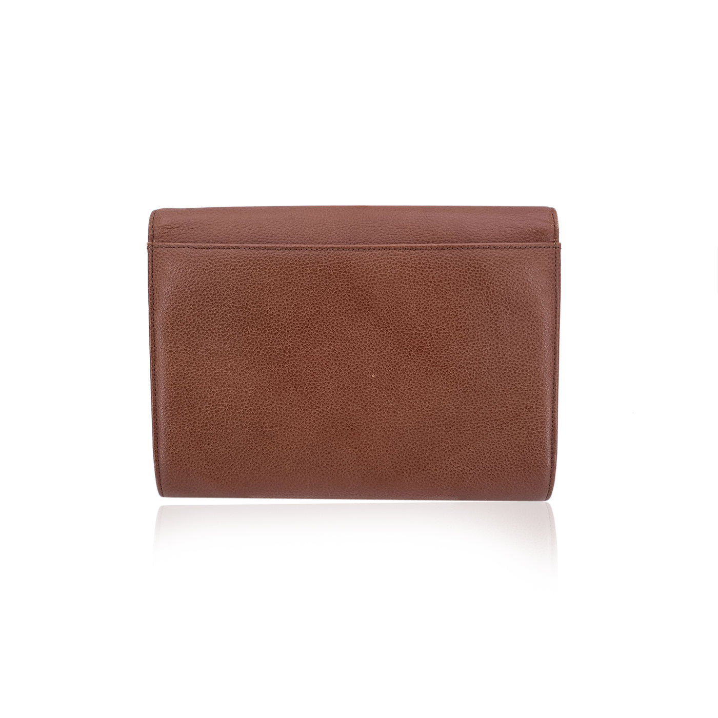 Yves Saint Laurent Vintage Brown Leather YSL Flap Clutch Bag Handbag