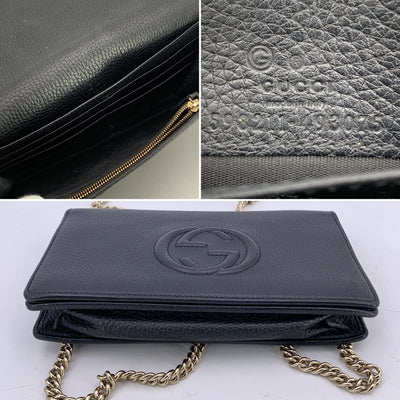 Gucci Black Leather GG Soho WOC Small Crossbody Messenger Bag