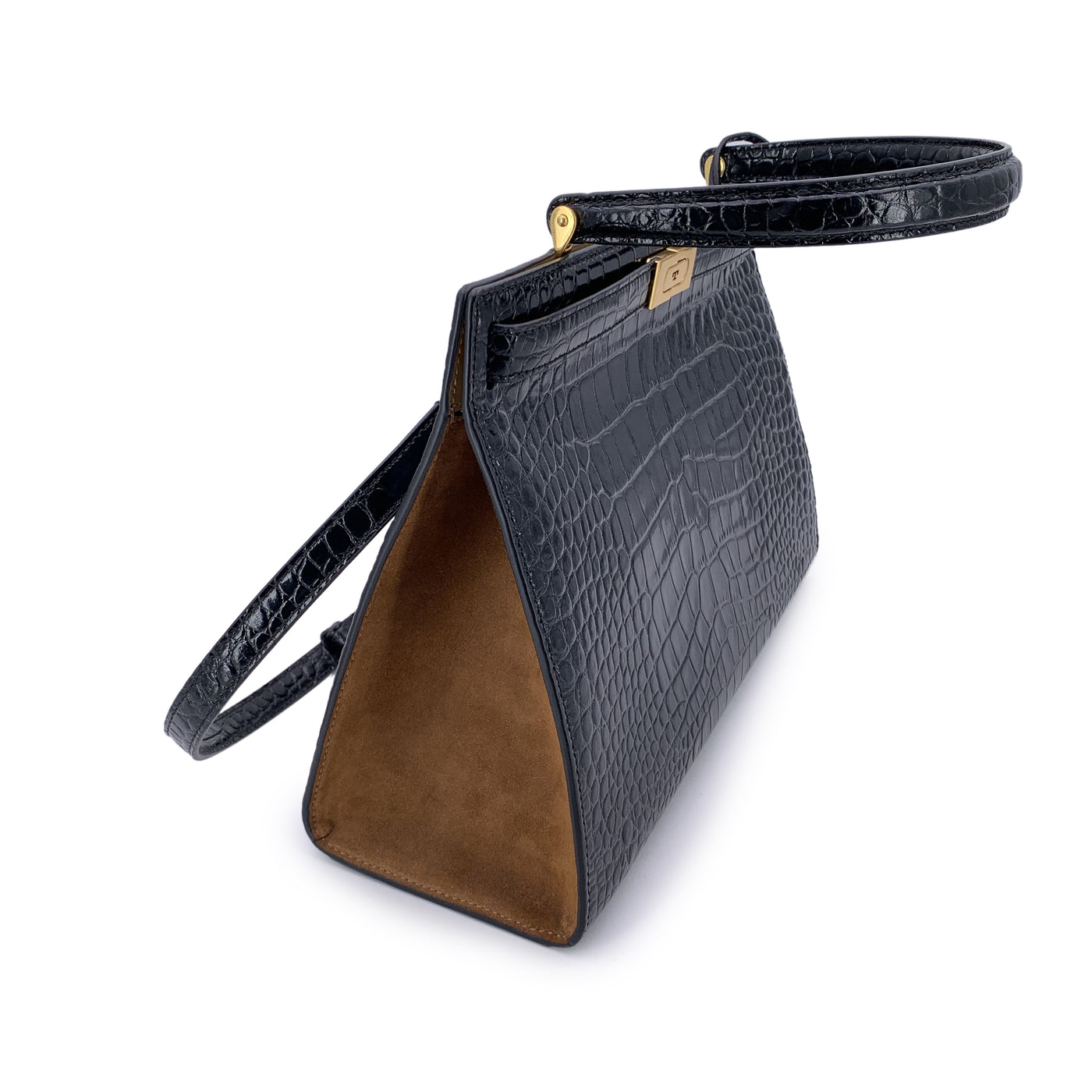 Tory Burch Black Embossed Leather Lee Radziwill Satchel Bag