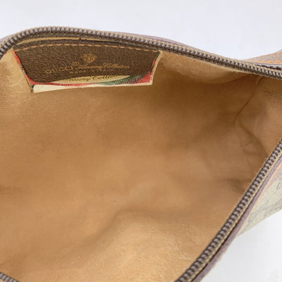 Gucci Vintage Brown Monogram Canvas Small Zip Crossbody Bag
