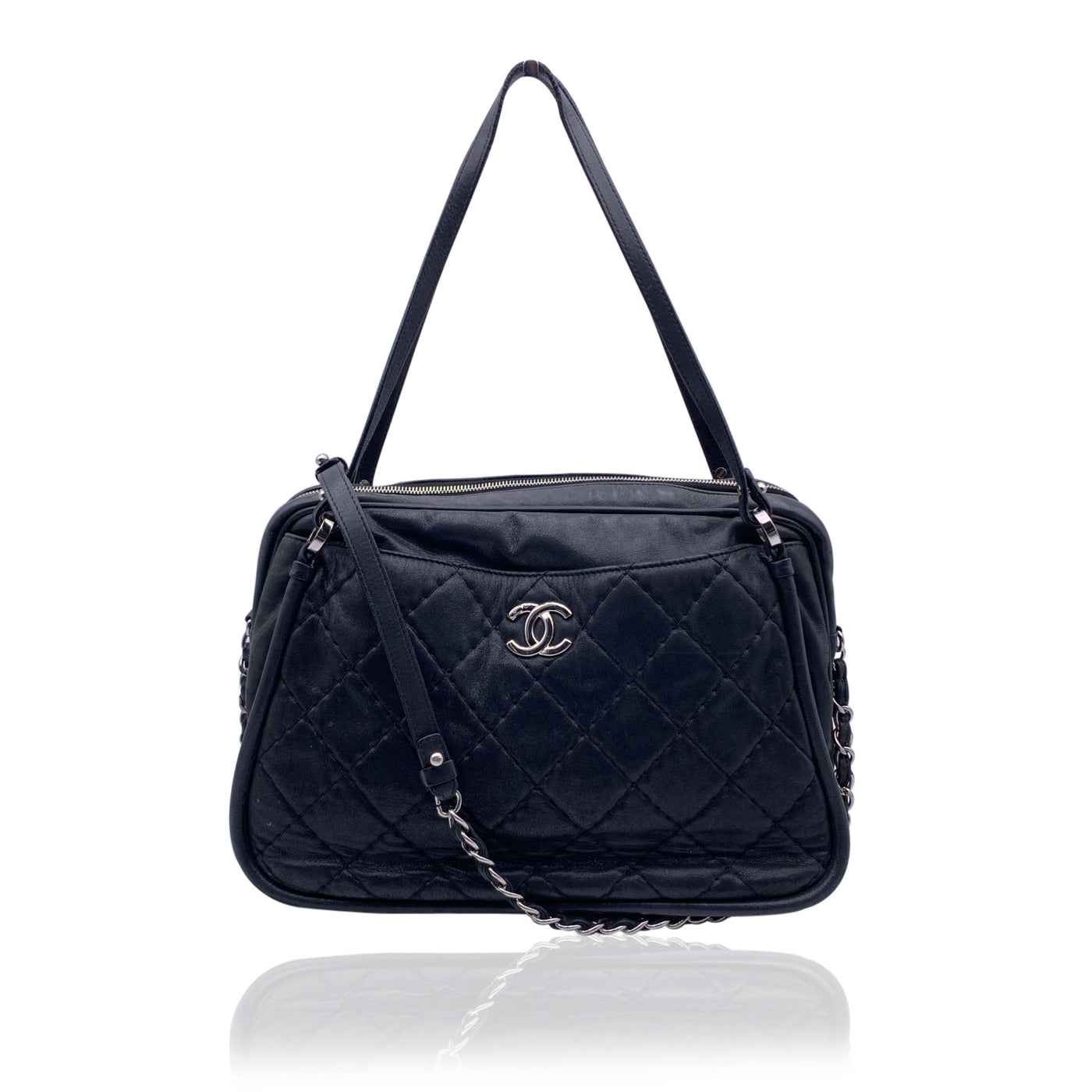 Chanel Black Quilted Leather Relax CC Camera Shoulder Bag