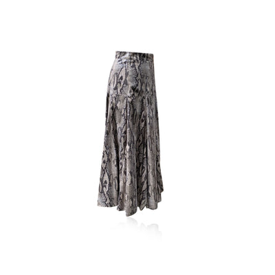 MSGM Milano Beige Gloss Animalier Snake Print Long Skirt Size 42 IT