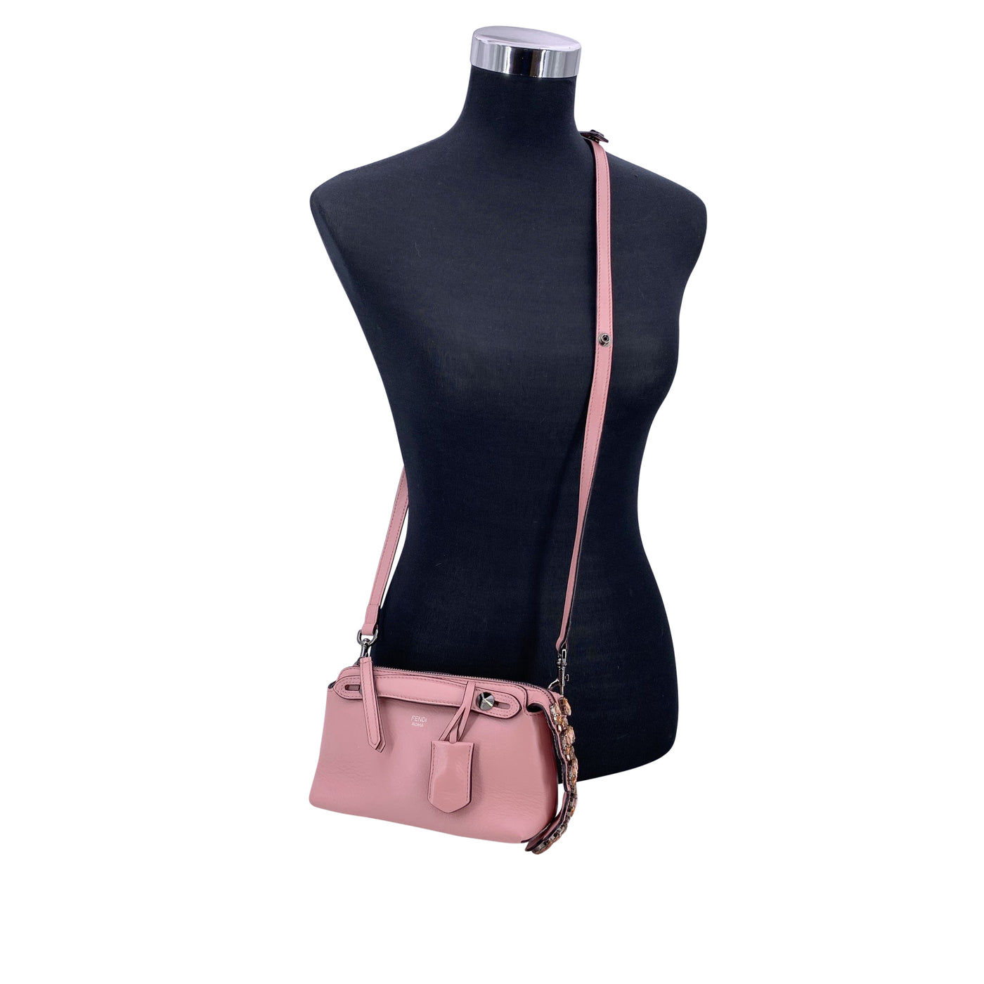 Fendi Pink Leather 2 Way Mini Crystal Tail By The Way Bag Handbag