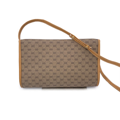 Gucci Vintage Beige Monogram Canvas Small Convertible Crossbody Bag