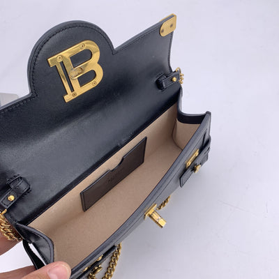 Balmain Black Leather B Buzz 23 Pochette Convertible Shoulder Bag