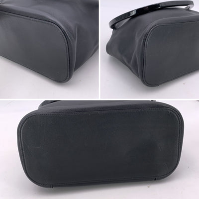 Gucci Black Leather Lucite Oval Handle Bucket Shoulder Bag