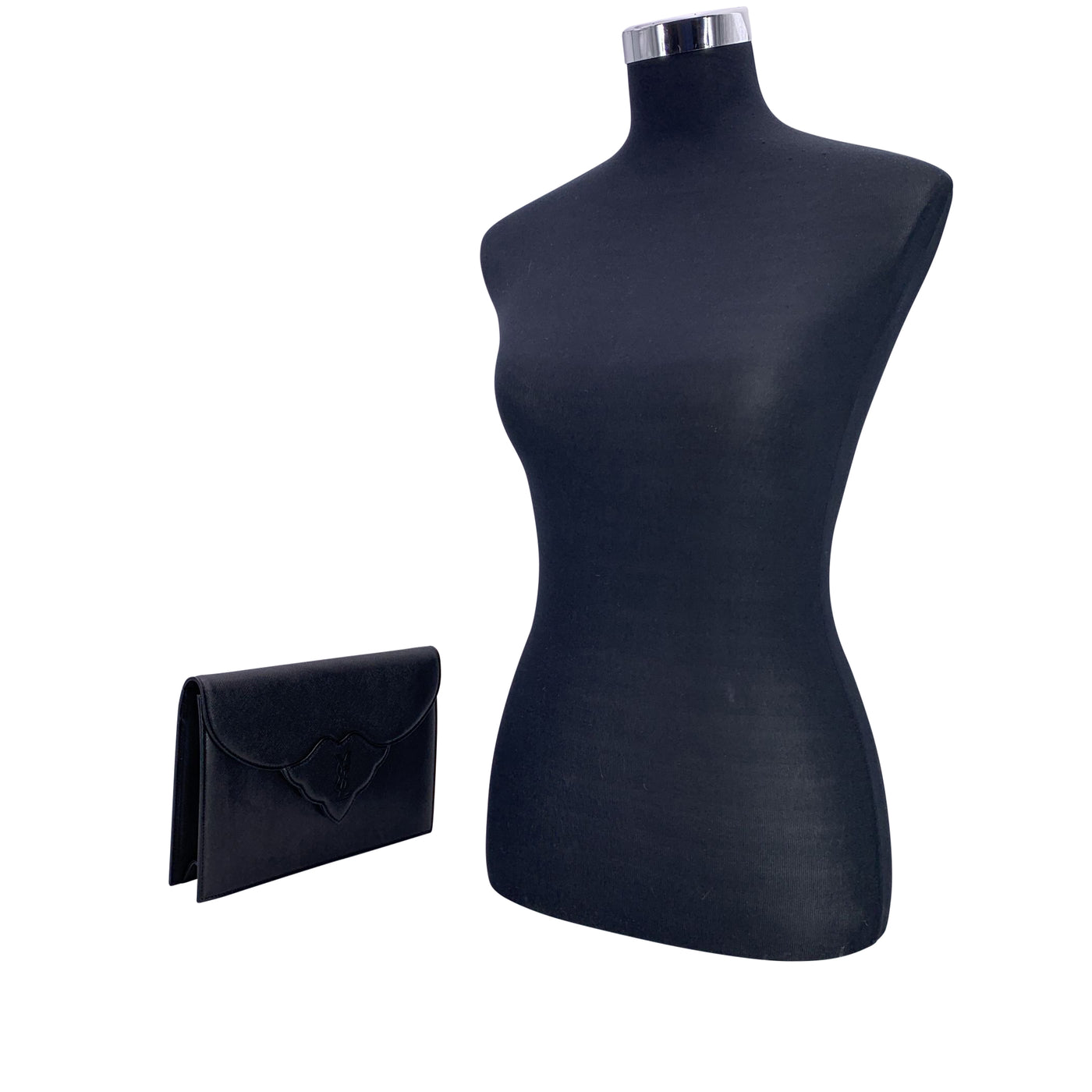 Yves Saint Laurent Vintage Black Leather YSL Clutch Bag Handbag