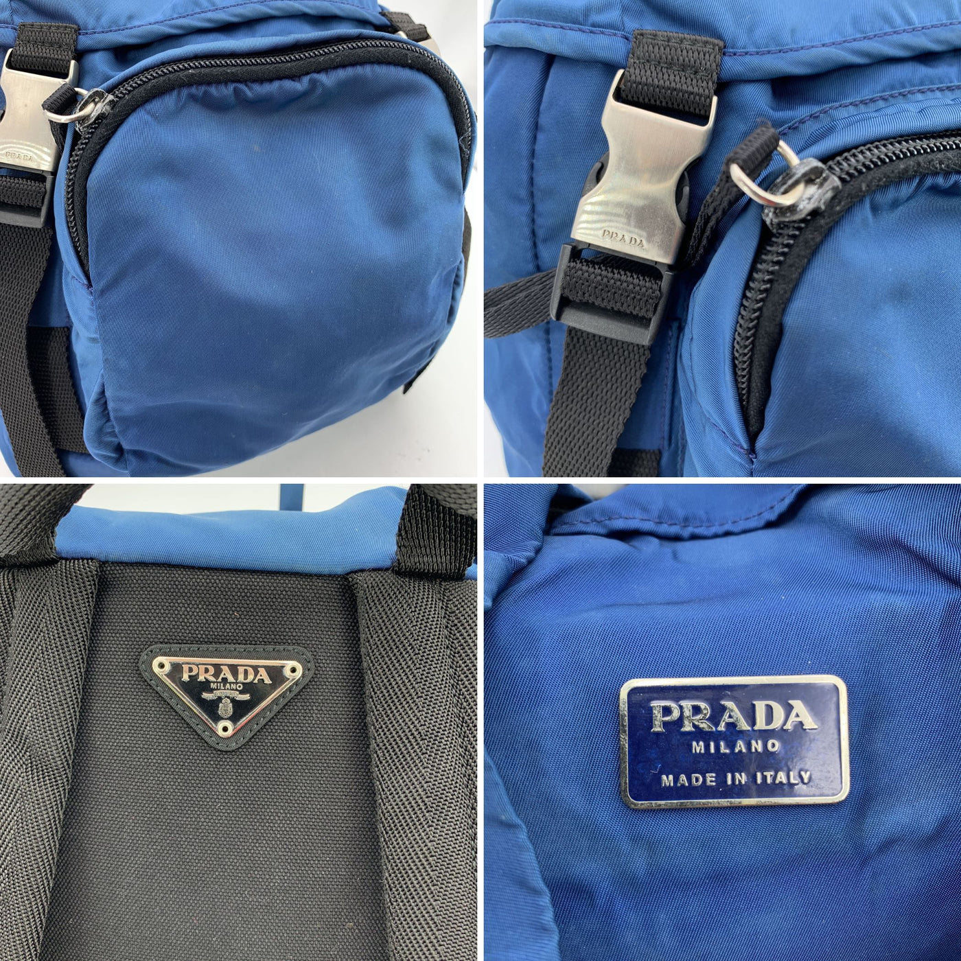 Prada Blue Nylon Canvas Small Backpack Shoulder Bag