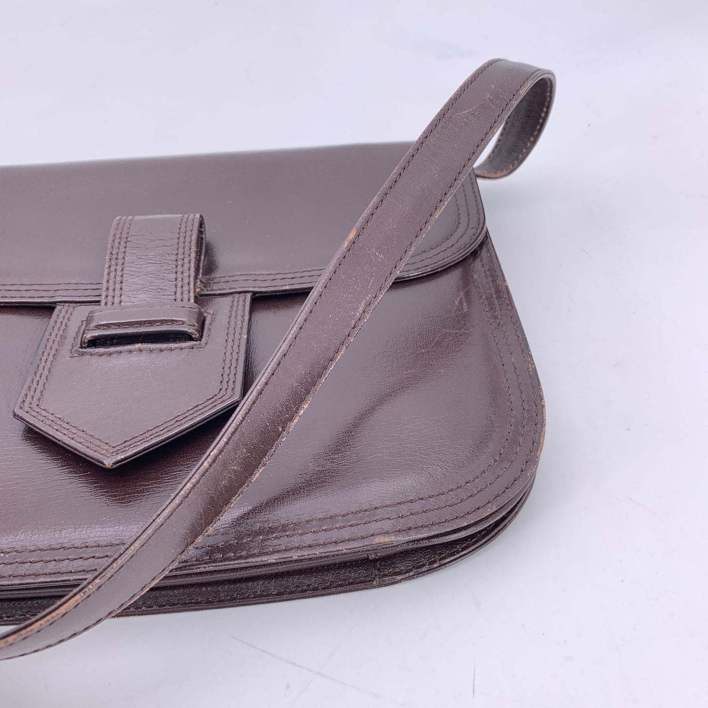 Yves Saint Laurent Vintage Brown Leather Convertible Shoulder Bag