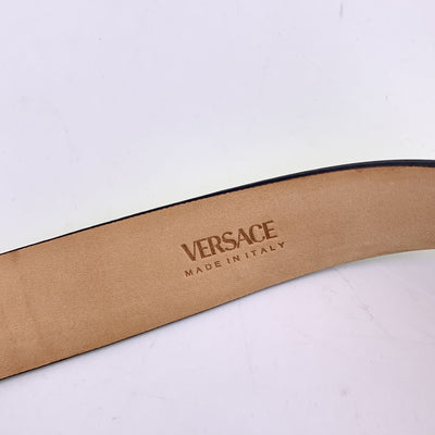 Versace Fluo Yellow Leather Medusa Logo Buckle Belt Size 90/36