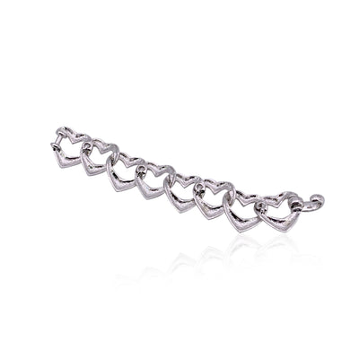 Yves Saint Laurent Vintage Silver Metal Heart Chain Link Bracelet