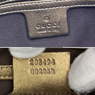 Gucci Gold Crystal GG Canvas Pushlock Bardot Hobo Bag