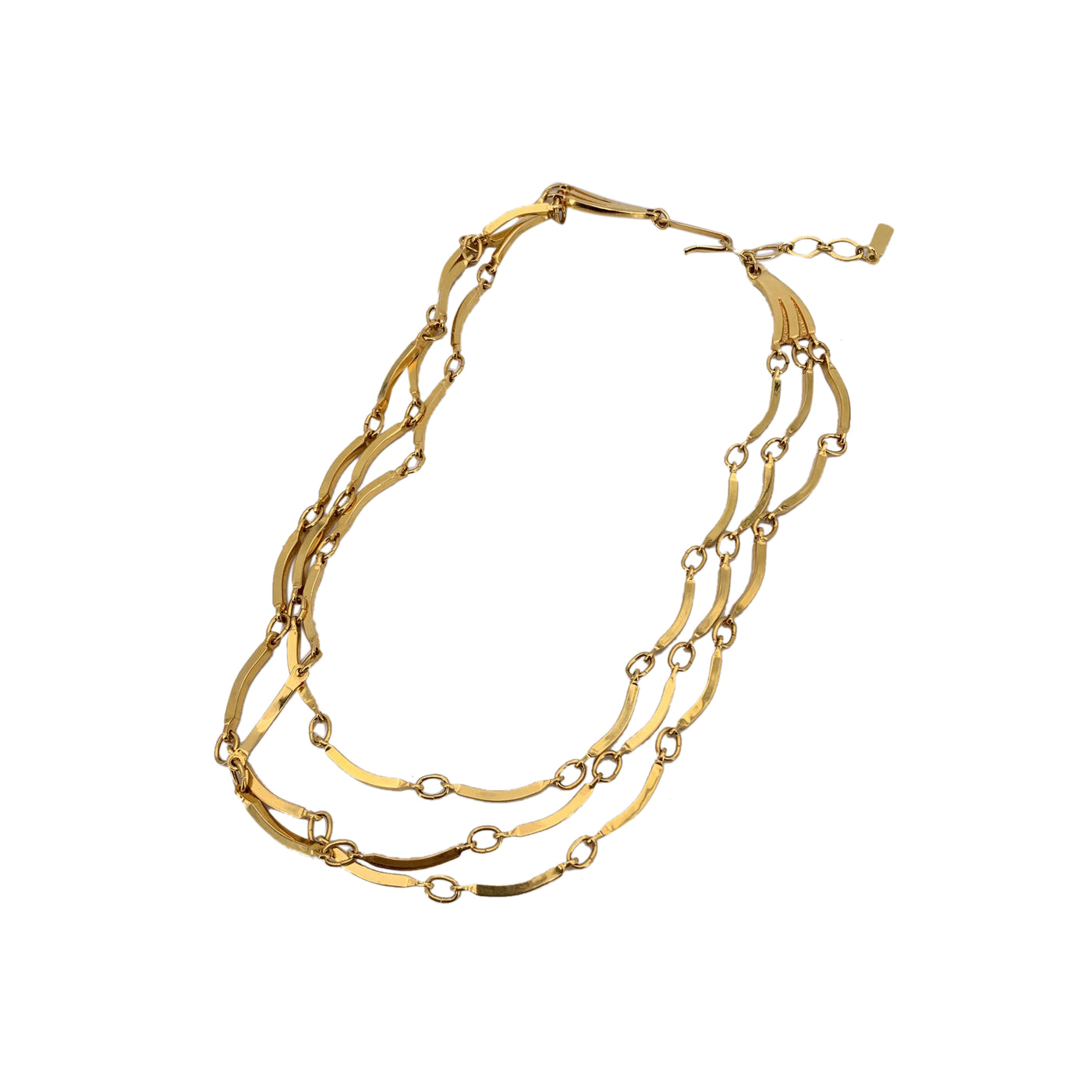 Yves Saint Laurent Vintage Gold Metal Multi Strand Necklace