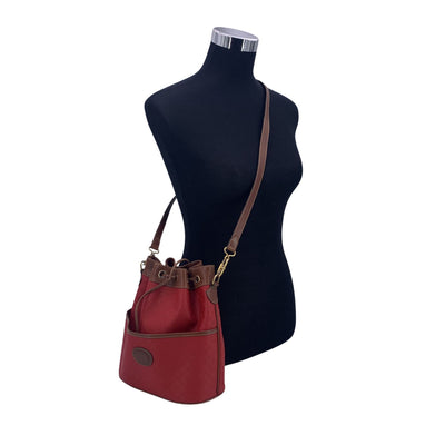 Gucci Vintage Red Monogram Canvas Drawstring Bucket Bag