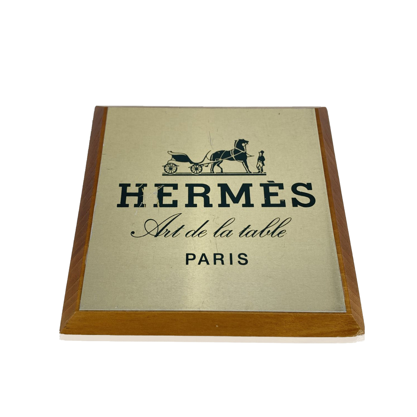 Hermes Vintage Art de la Table Wood Shelf Talker Square Plate