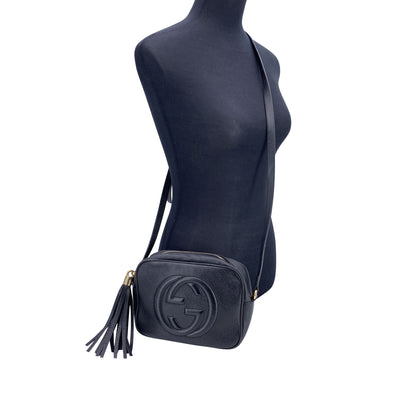 Gucci Black Leather Soho GG Logo Small Crossbody Bag