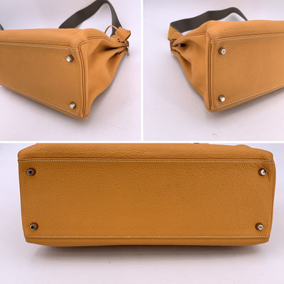 Hermes Saffron Clemence Leather Kelly 40 Retourne Handbag Bag