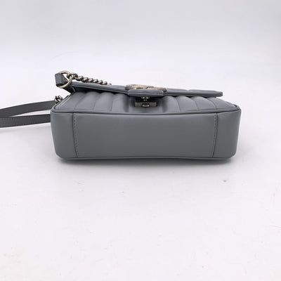 Gucci Grey Quilted Leather Mini GG Marmont Matelassè Crossbody Bag