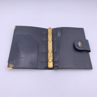 Gucci Vintage Blue Monogram Canvas 4 Ring Agenda Cover