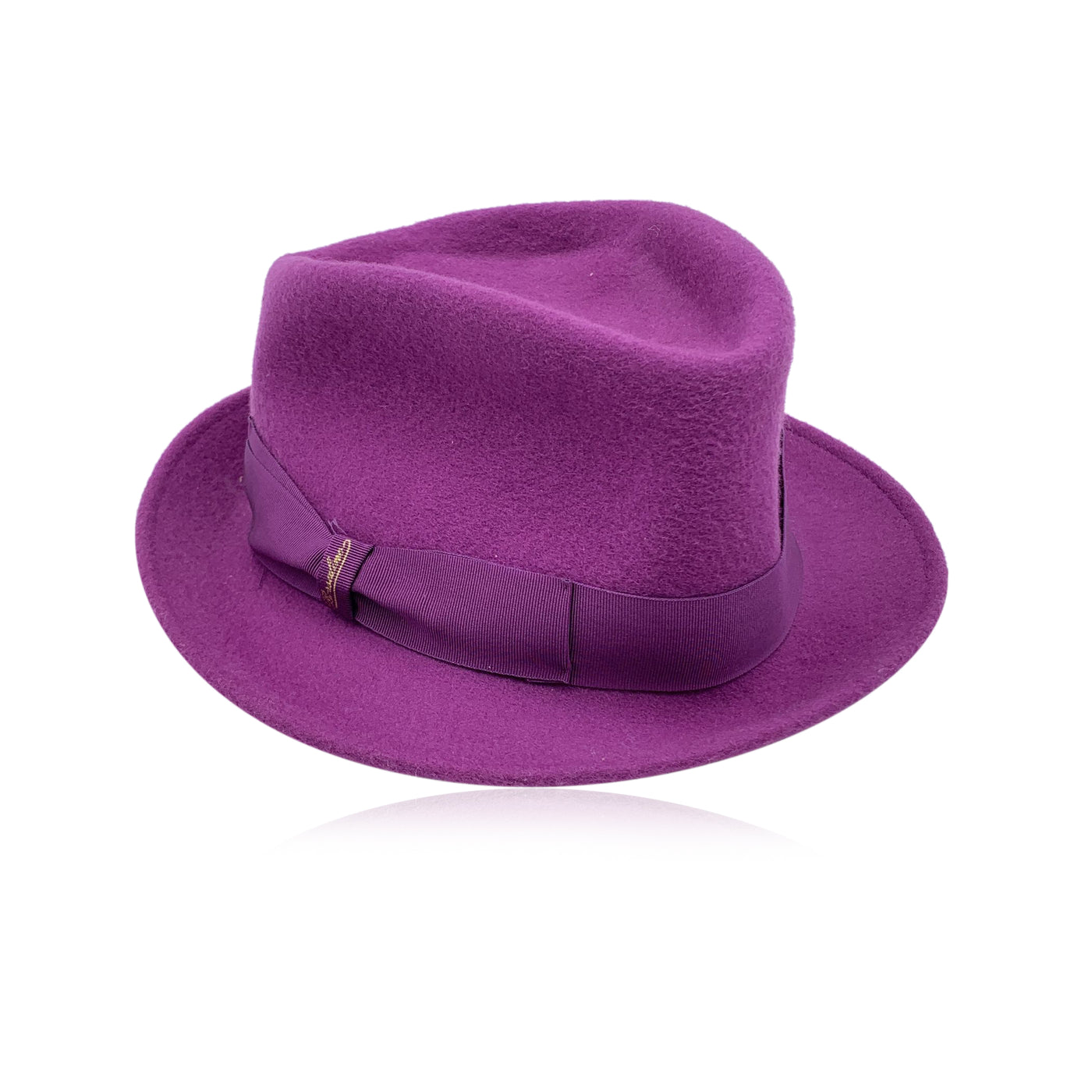 Borsalino Purple Felt Wool Hat with Ribbon One Size