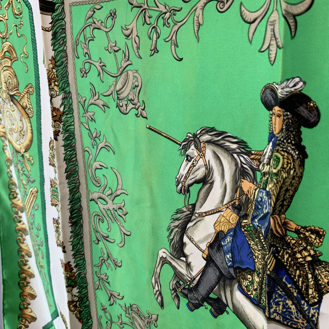 Hermes Vintage Silk Scarf Ludovicus Magnus de la Perriere Defects