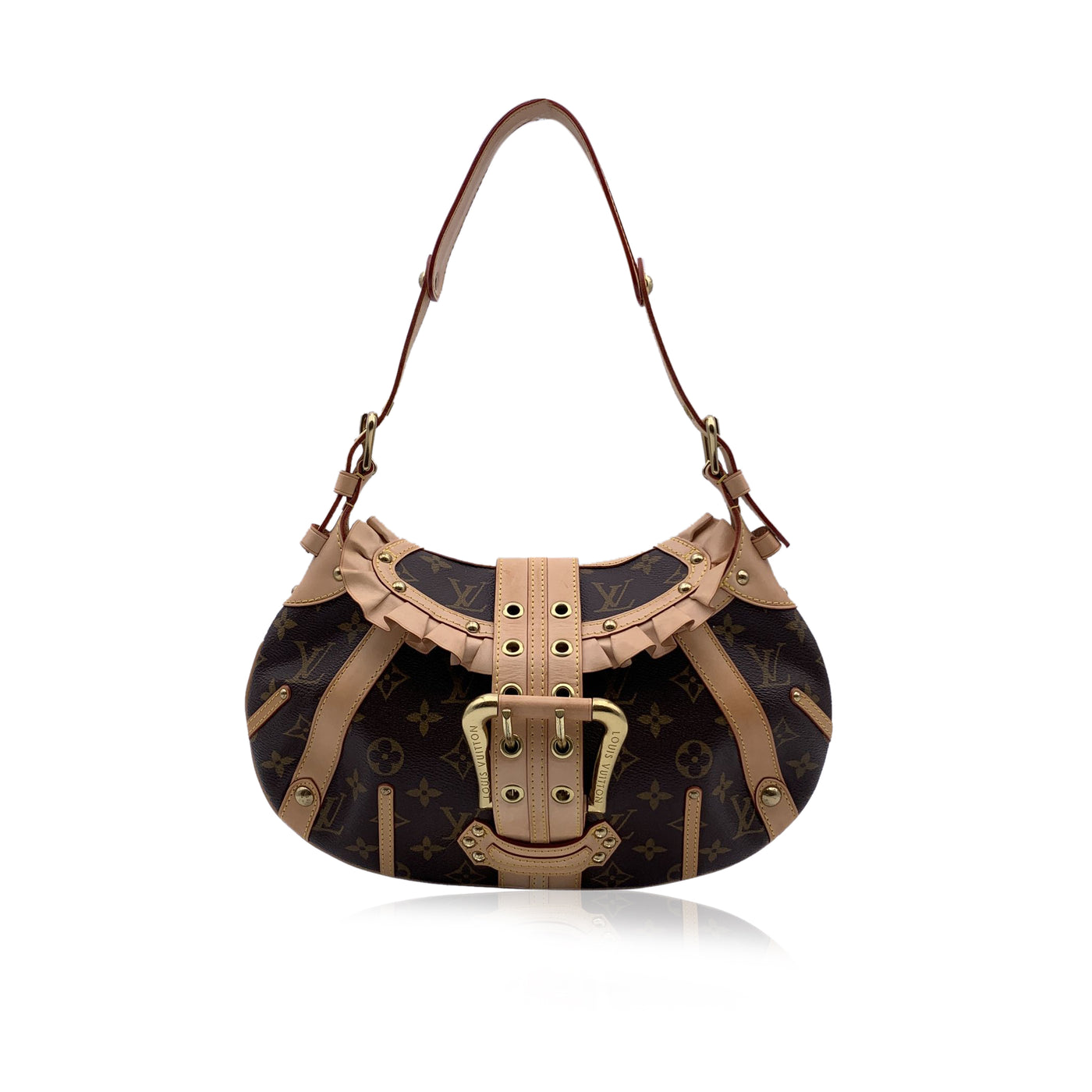 Louis Vuitton Brown Monogram Canvas Leonor Ruffle Shoulder Bag