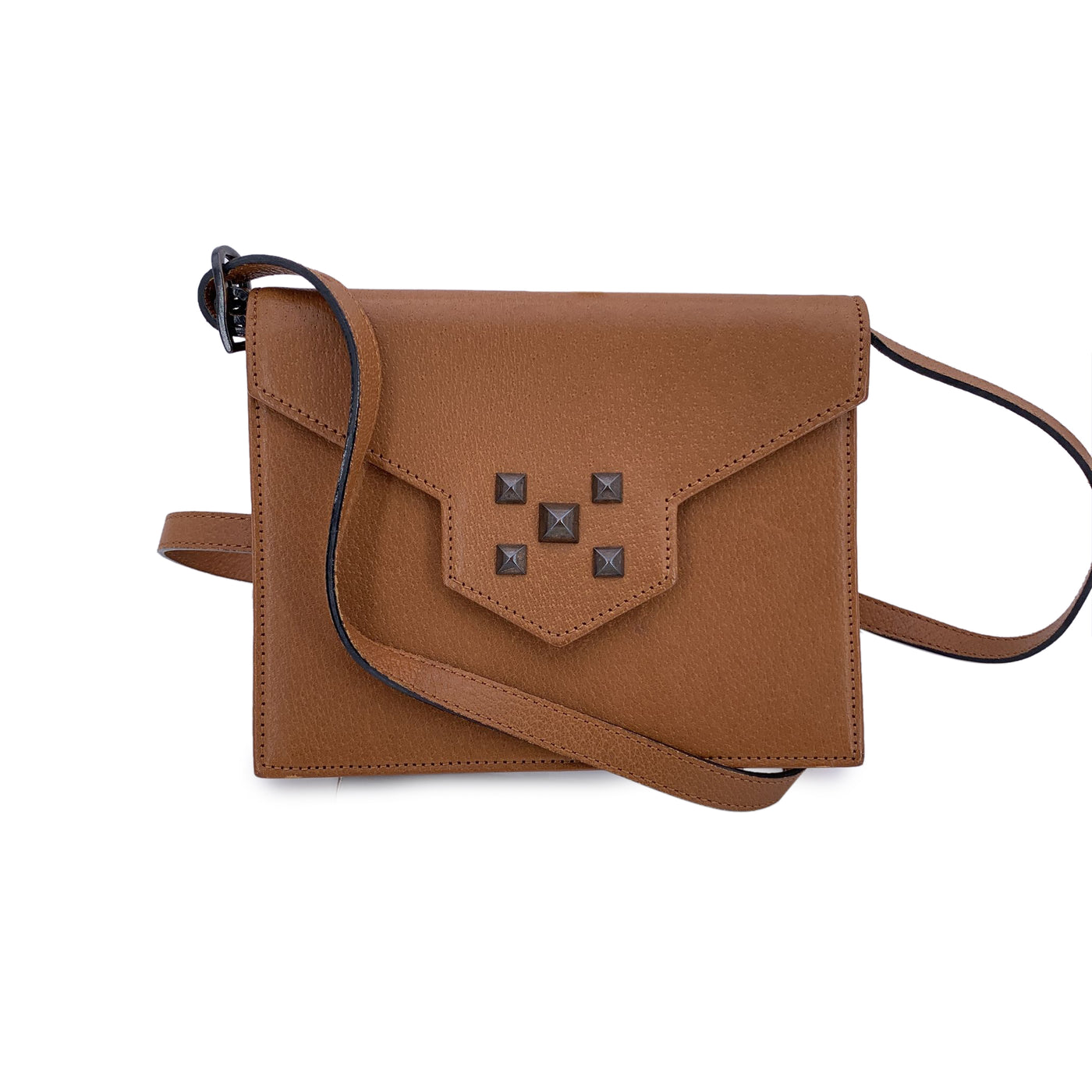Yves Saint Laurent Vintage Tan Leather Studs Convertible Shoulder Bag