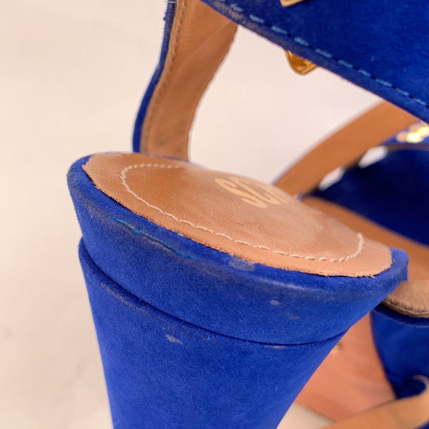 Schutz Blue Suede High Heels Sandals with Studs Size 39