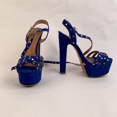 Schutz Blue Suede High Heels Sandals with Studs Size 39